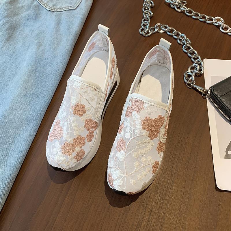 2023 лоферы, женские дышащие кружевные сетчатые летние удобные туфли на плоской подошве, женская повседневная обувь с круглым носком и толстой подошвой, zapatos