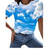 Женская футболка Harajuku Blue Sky с 3D принтом, модная тенденция, тонкий легкий V-образный воротник, белая одежда с короткими рукавами, летний пуловер для отдыха