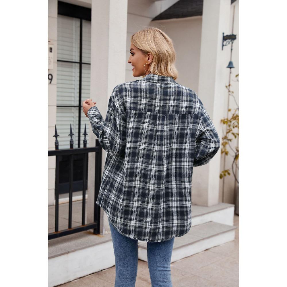 Autumn and Winter Casual Fashion Spicy Girl Loose Plaid Women's Blouses & Shirts