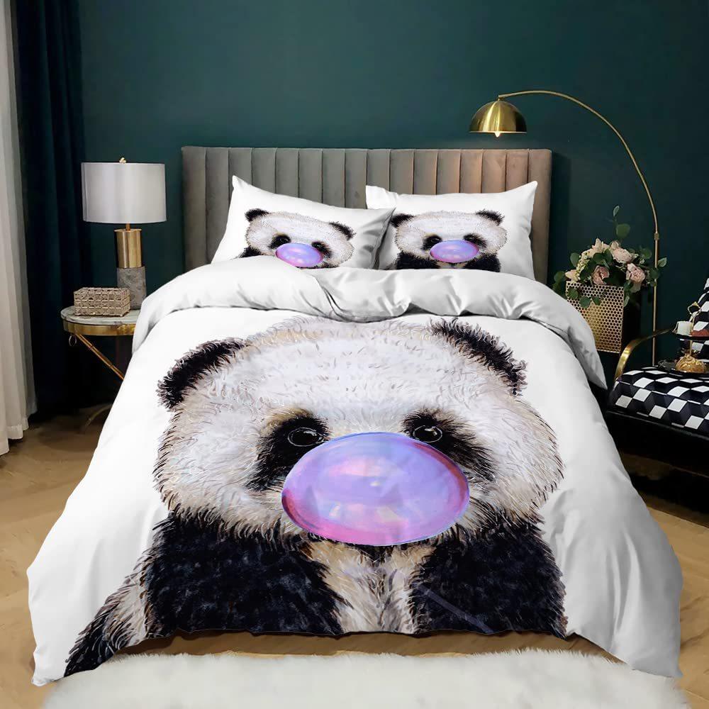 Panda down quilt cover pink cute comfortable bedding soft and comfortable