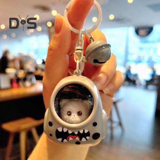 Брелок-фонарик с изображением мультяшного кота, работающий на батарейках, небольшой карманный универсальный светодиодный мини-фонарик-брелок