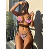Leopard Floral Halter Bikini Women Swimwear Female Swimsuit Two-pieces Bikini Set Padded Bather Bathing Suit Swim