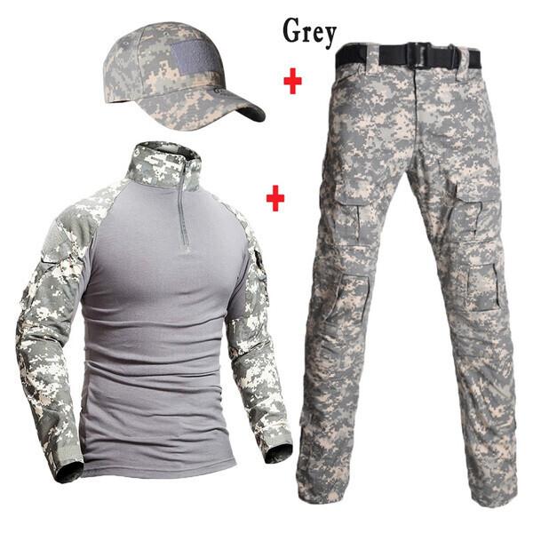 Камуфляжная униформа, костюм для мужчин, рубашка армии США + брюки-карго с шляпой