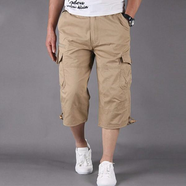 Summer loose cropped pants shorts men's 7-point medium pants breeches plus fat plus size casual thin large pants