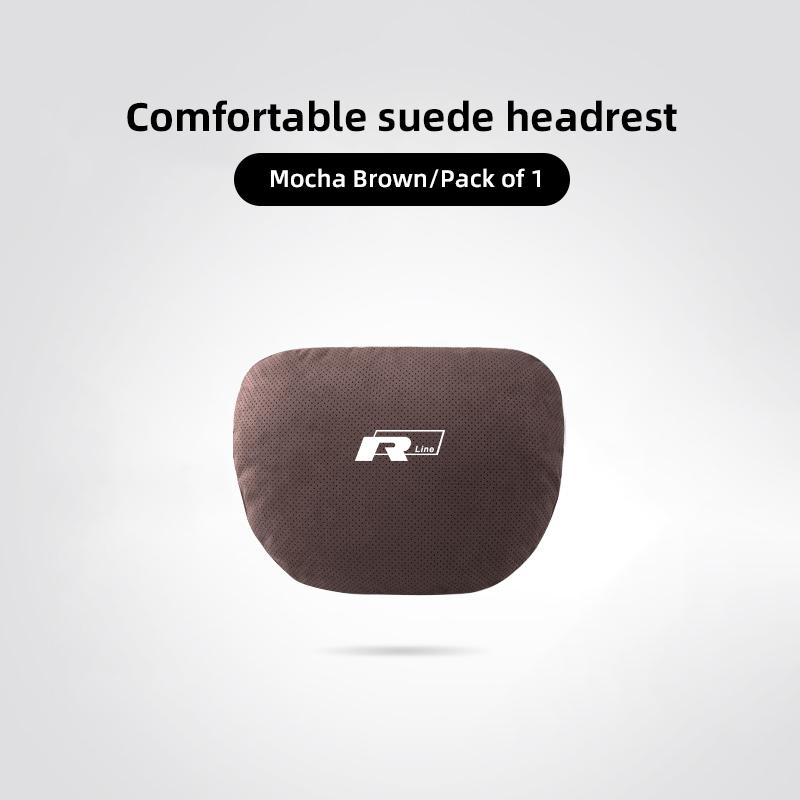 Car Suede Headrest Seat Neck Pillow Head Support For VW Tiguan Arteon Taigo ED13 Caddy CC e-up Golf Polo Passat Jetta Amarok Hub Cap