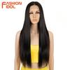 FASHION IDOL 28-дюймовые прямые парики с кружевной передней частью, синтетические, омбре, разноцветные, оранжево-красные, термостойкие волокна, парики с кружевом Т-образного пробора, косплей