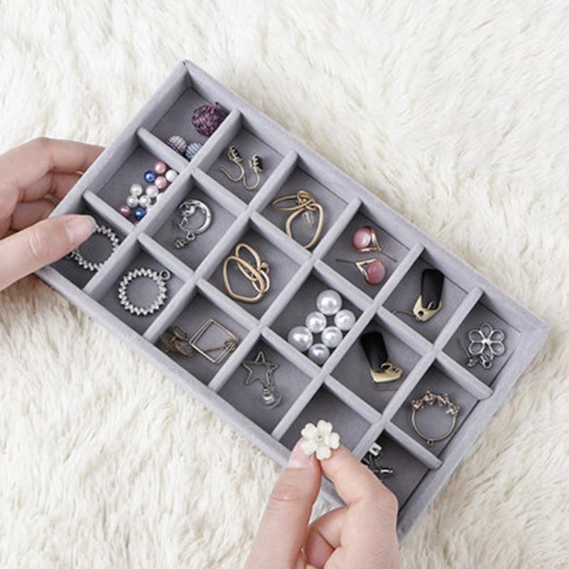 Portable Jewelry Ring Jewelry Display Organizer Box Tray Holder Earring Jewelry