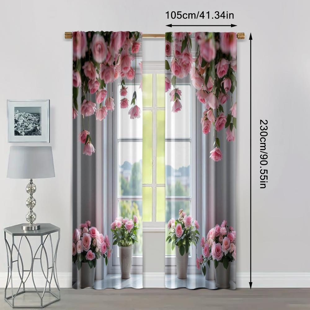 2pcs, Curtain Fabric Window View Polyester (without Rod) Decorations For Home for Living Room, Bedroom, and Home Decor