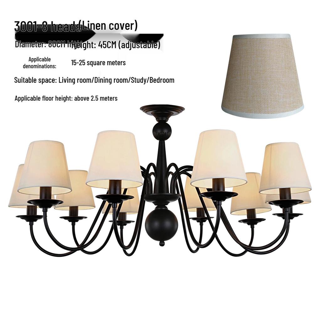 Черная ретро кованая люстра для гостиной, столовой или спальни