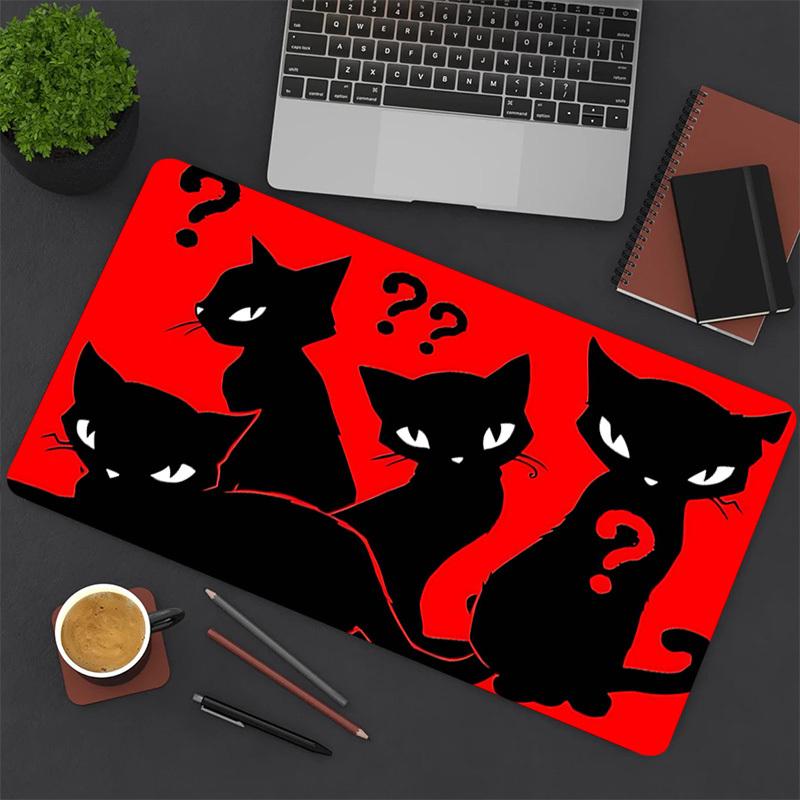 1PC Black cats Large Durable Mouse Pad Suitable for Office Desks, Gaming Desktops.Non-Slip Back P19