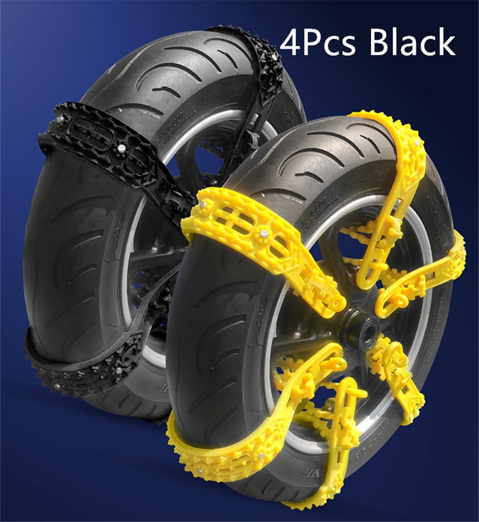 4× Мотоциклетная Велосипедная Шина Колеса Противоскользящая Снежная Цепь 60см Черные Нескользящие Цепи