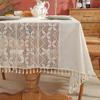Pastoral Style Lace Stitching Process Tablecloth Solid Color Light Luxury Table Cover for Home Wedding Party Table Decoration