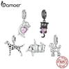 BAMOER 925 Sterling Silver Lovely Pet Series Poodle Hanging Bead Bulldog Charms for Women Bracelet and Necklace DIY Fine Jewelry