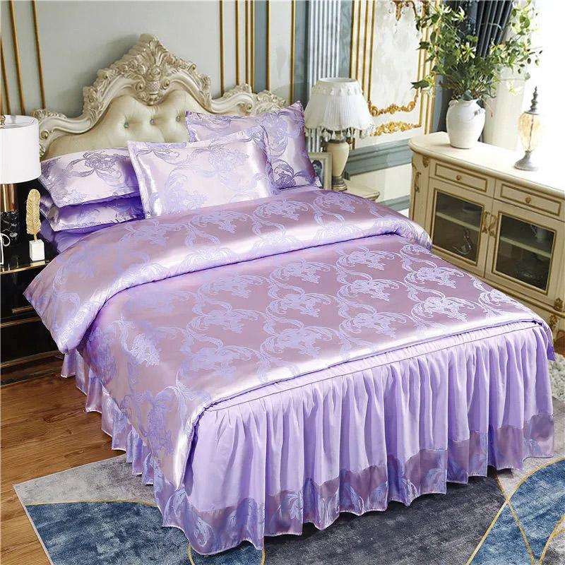4 шт./комплект в европейском стиле, жаккардовая подкладка для кровати, пододеяльник, простыня, двуспальная кровать, комплект из четырех предметов, свадебный домашний текстиль, удобный комплект постельного белья, пододеяльник, костюм
