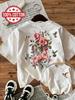 100% Polyester Women'S Floral with Bird Print T-Shirt Casual Round Neck Short Sleeve Tee Flowers Vintage Design Ladies T Shirts