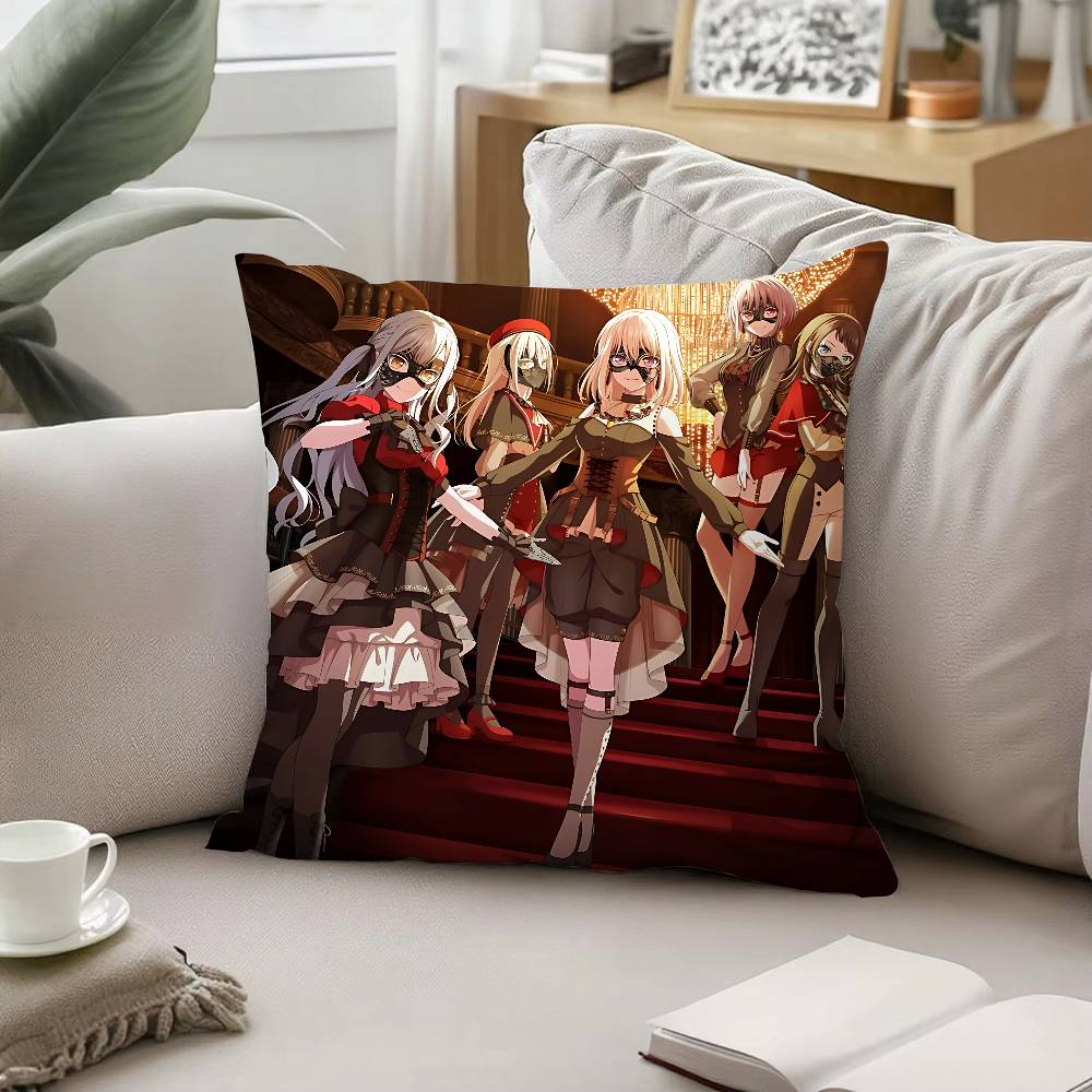 BBang Dream Ave Mujica Cartoon Pillow Case Sofa Decorative Cushion Covers Dustproof And Miteproof Invisible Zipper