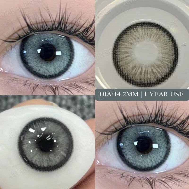 AMARA Blue Colored Contact Lenses Natural Look Green Eye Lenses Gray Contact Color Lenses Beauty Pupil Eye Cosmetics Yearly Use