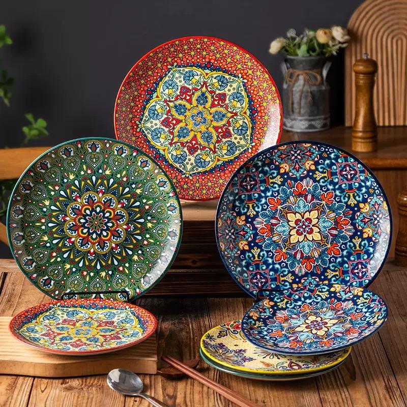 6,5 дюйма/8 дюймов/10 дюймов Керамические тарелки Тарелка для яиц Костяной диск Западные тарелки для стейка Основные блюда Неглубокие плоские тарелки