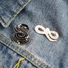 Black Snake White Enamel Pins Custom Myth Brooches Bag Clothes Lapel Pin Badge Animal Jewelry Gift For Kids Friends