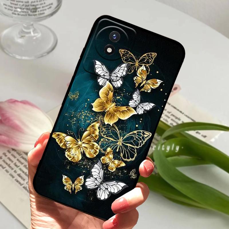 Phone Case For Vivo Y02 4G Coque Y02A Y02t Cute Lion Animals Black Soft Silicone TPU Phone Cover For VIVO Y11 2023 4G Bumper