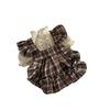 Plaid Bow Pet Dress Small Medium Dogs Cats Winter Birthday Costume Teddy
