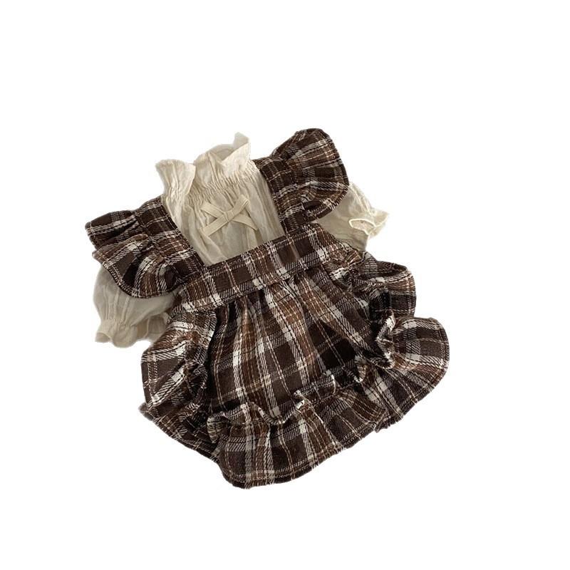 Plaid Bow Pet Dress Small Medium Dogs Cats Winter Birthday Costume Teddy