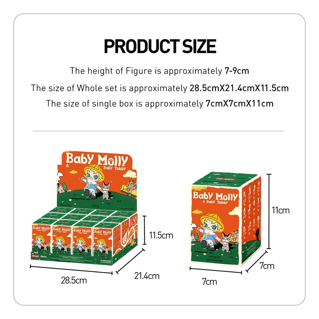 POP MART Baby Molly Baby Tabby Series Pop Mart Gachapon Blind Box Figure Plastic Model Premium Toy PVC Soft Vinyl Original Character Birthday Gift &