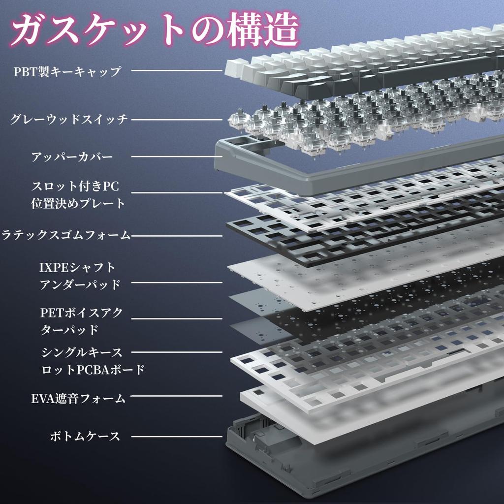 Gaming Keyboard Silver Wood Axis Mechanical Keyboard 99 Keys Bluetooth 3 Types of Connections Supported All Keys Hot Swap Adopts Silver Axis