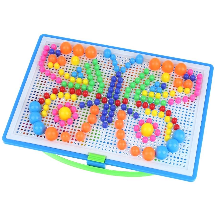 Button Puzzle Mosaic Puzzle Mushroom Pushpins in a Montessori Suitcase