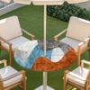 Outdoor Round Table Cover With Umbrella Hole Elastic Edge Waterproof Patio Dining Tablecloth Garden Terrace