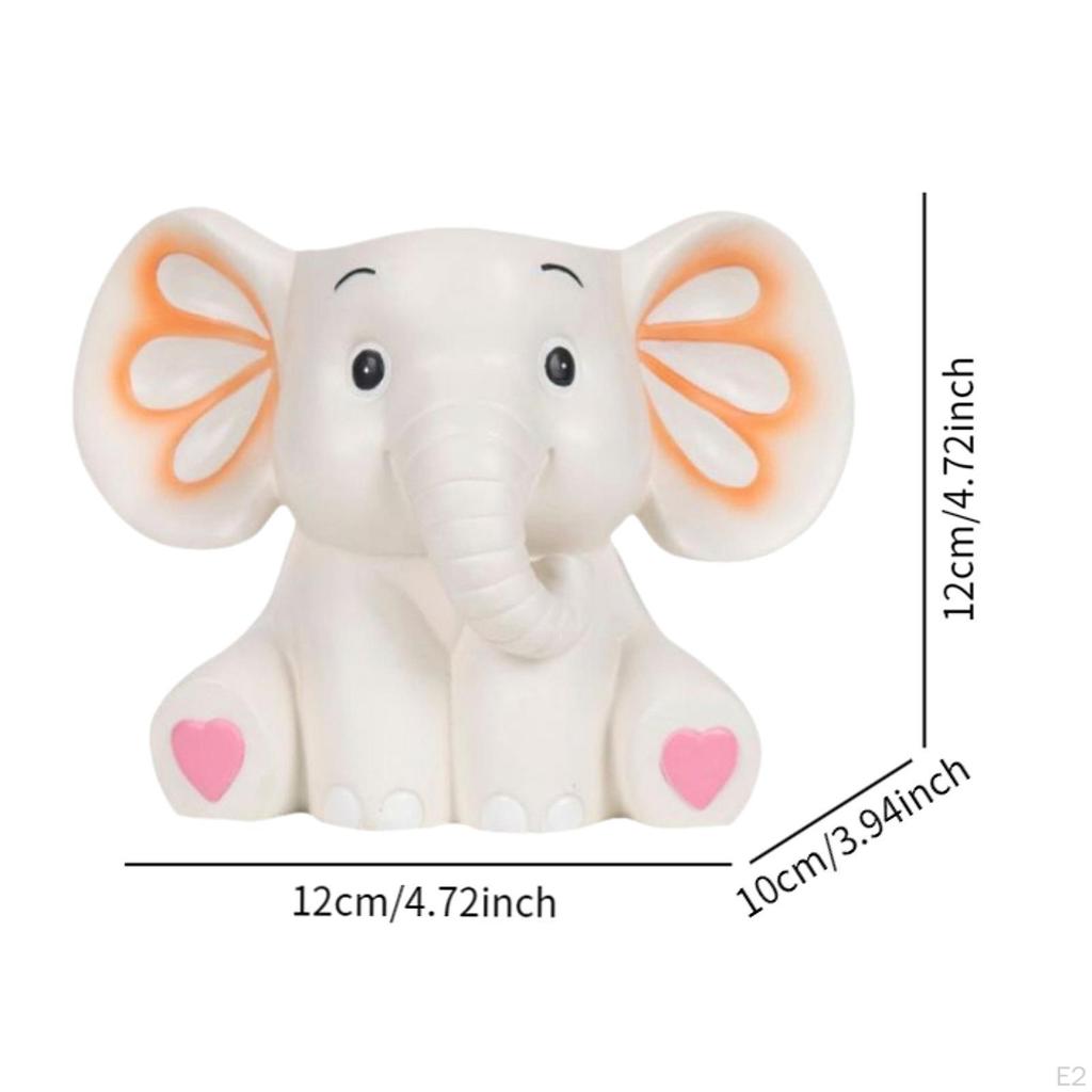 Cute Elephant Pen Holder Decoration Desktop Organizer for Desk Supplies Hand Painted Resin Statue