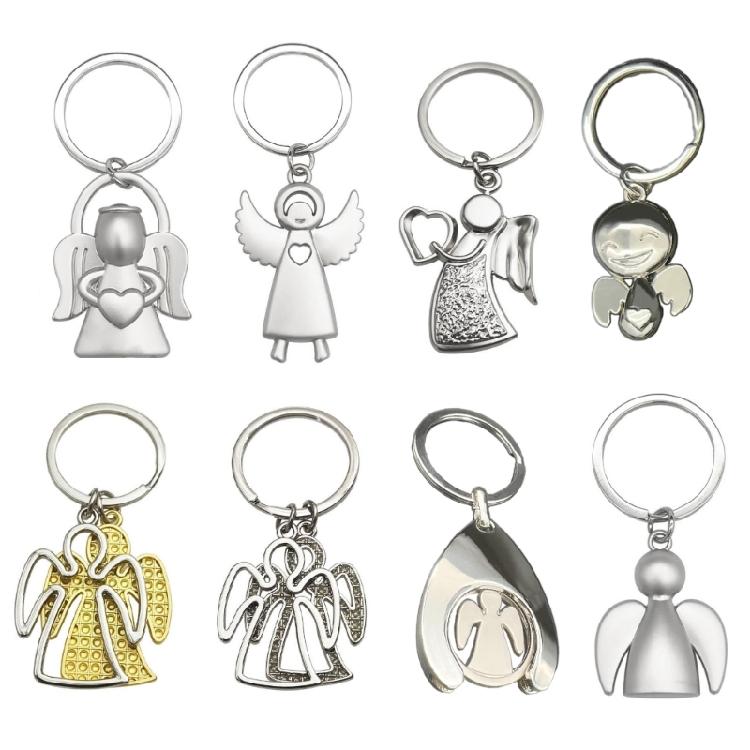 Брелок Ангел-хранитель Серебристый Металлический Подвеска для Ключей Автомобиля Оберег Благословение Ювелирное Изделие