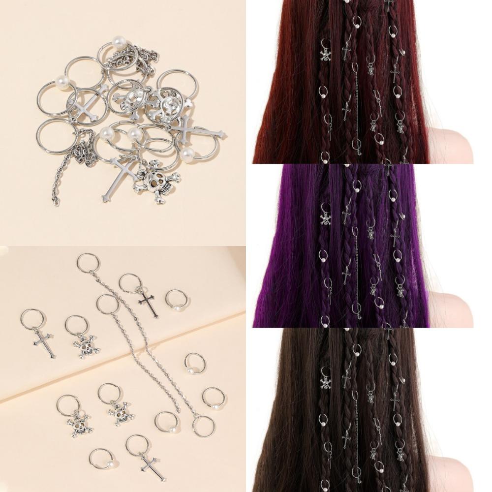 13pcs Metal Cuff Clips Dreadlocks Beads Hair Braiding Hair Braid Tubes  for Braids