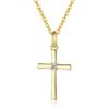 14K Gold Sterling Silver CZ Diamond Cross Necklace for Women [GAVU]
