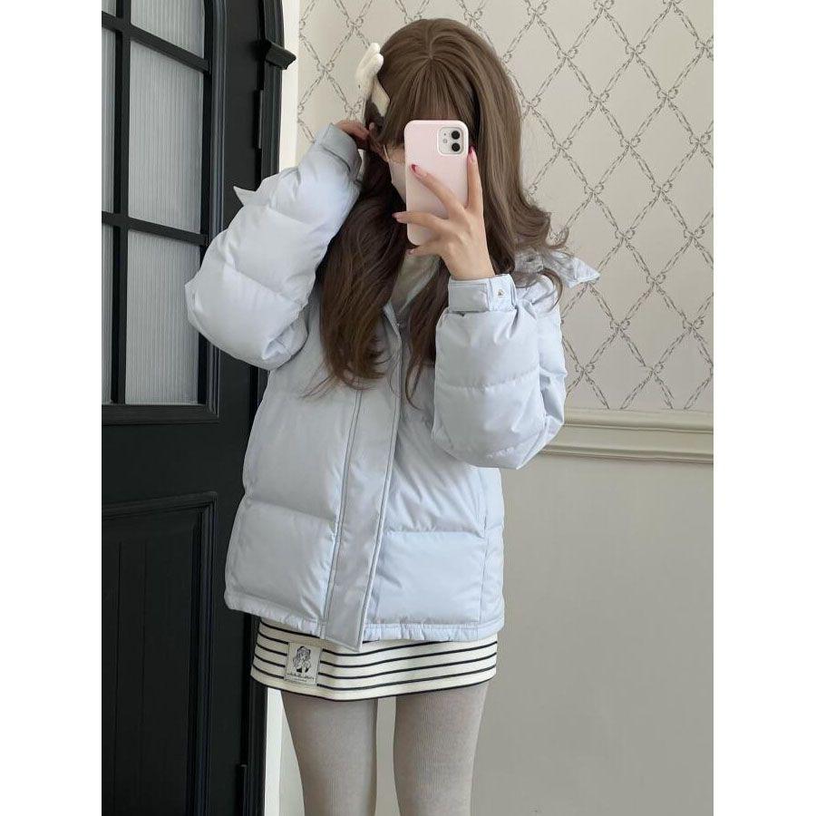 American retro hooded thickened bread jacket female student winter college style design cold and warm padded jacket