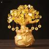 1pc Chinese Yuanbao Money Fortune Tree Wealth Luck Ornaments Small Feng Shui Yellow Lucky Wealth Trees Decoration