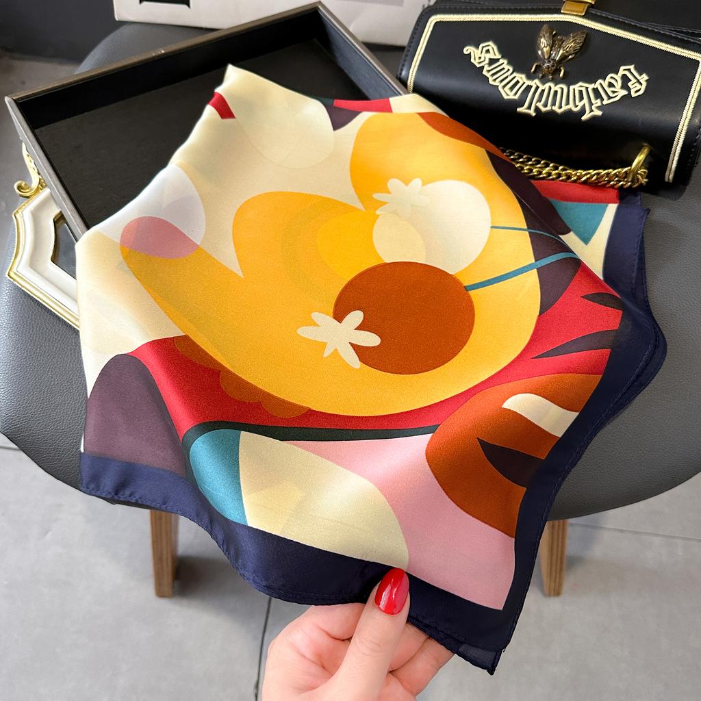 Роскошный квадратный шелковый шарф для женщин, хиджаб, повязки для волос, шейный платок, женская атласная шаль, лента, повязка на голову, модные накидки, бандана