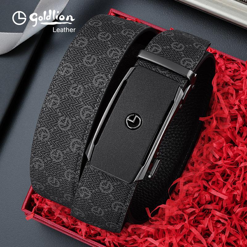 Jinlilai Men's Leather Belt Matte Automatic Buckle