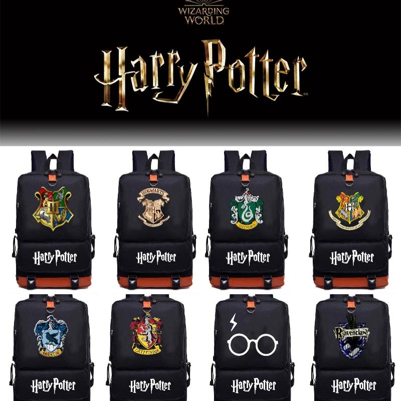 Stylish Harry Potter Print Canvas Backpack With Hidden Zipper Pockets
