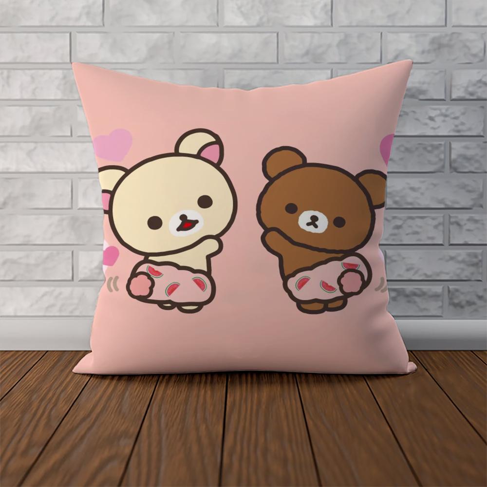 Милая Наволочка Rilakkuma Для Автомобиля Дивана Декоративная Домашняя Двусторонняя Печать Плюшевая Квадратная Подушка Декоративная Подушка Чехол