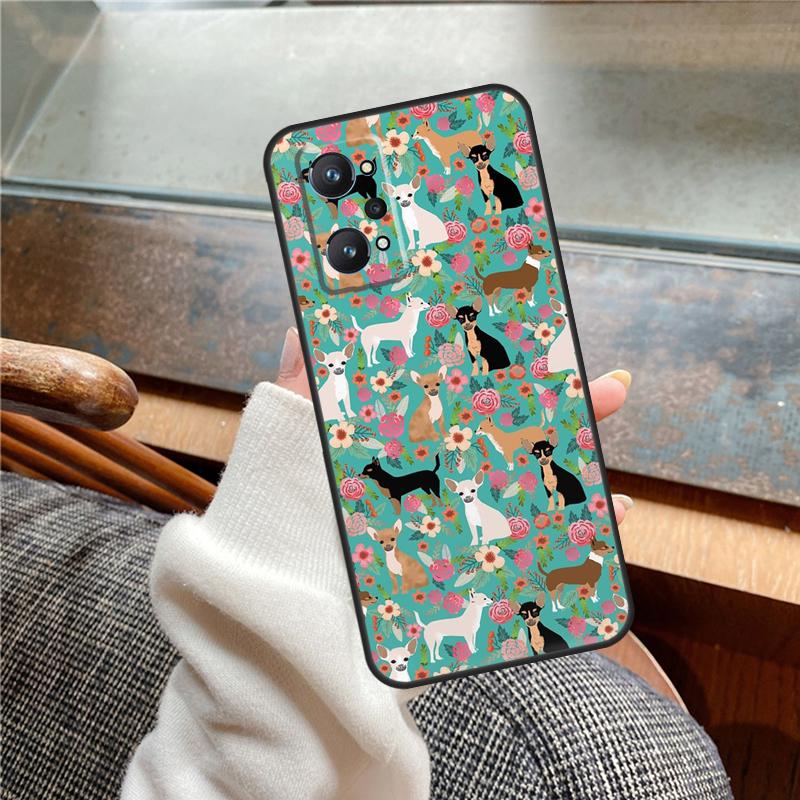 Чехол с цветочным рисунком и мордочкой чихуахуа для Realme 15 Pro 11 12 13 14 Pro Plus C65 C67 C61 C53 C55 C51 C25 C63 C71 C75 GT6 GT7
