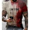 2025 New Funny Men's Blood I'm Fine Halloween Print T-shirt Funny Blood Men's Fun Round Neck Casual Short Sleeve