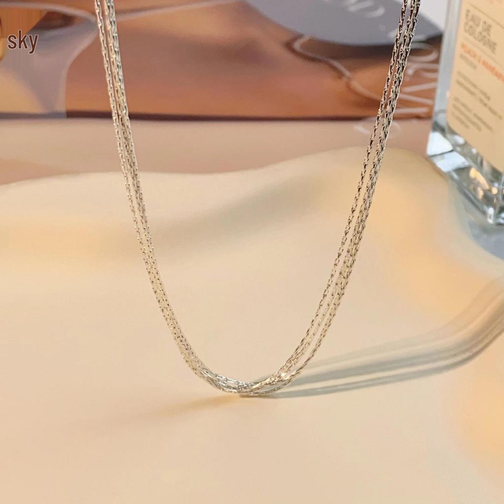 Серебряное ожерелье из змеиной кости на ключице: Многослойный, маленький и блестящий, простой дизайн ниши, стильный летний стиль