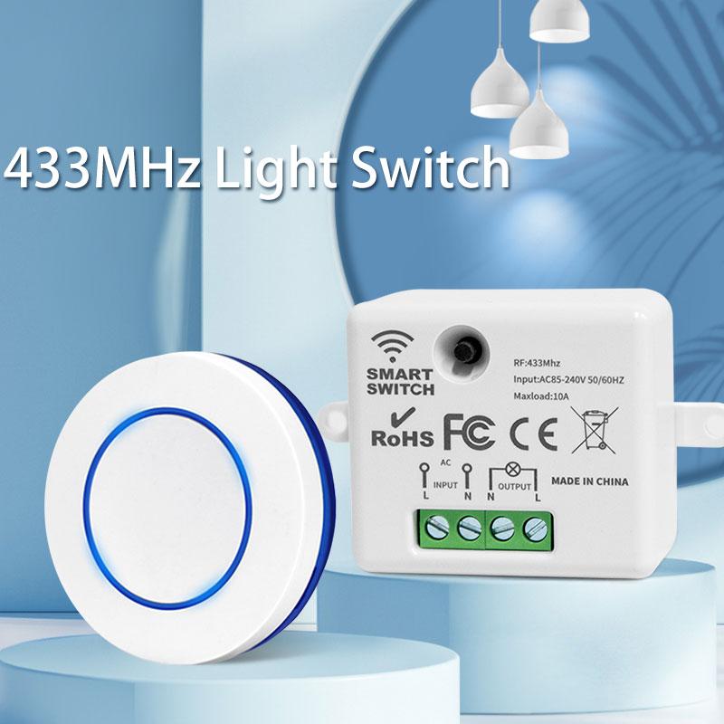 Беспроводной RF 433MHz Пульт Дистанционного Управления Выключатель Света 220В 110В 10А Реле Приемник Мини Круглая Кнопка Настенная Панель Выключателя Для Светодиодной Лампы