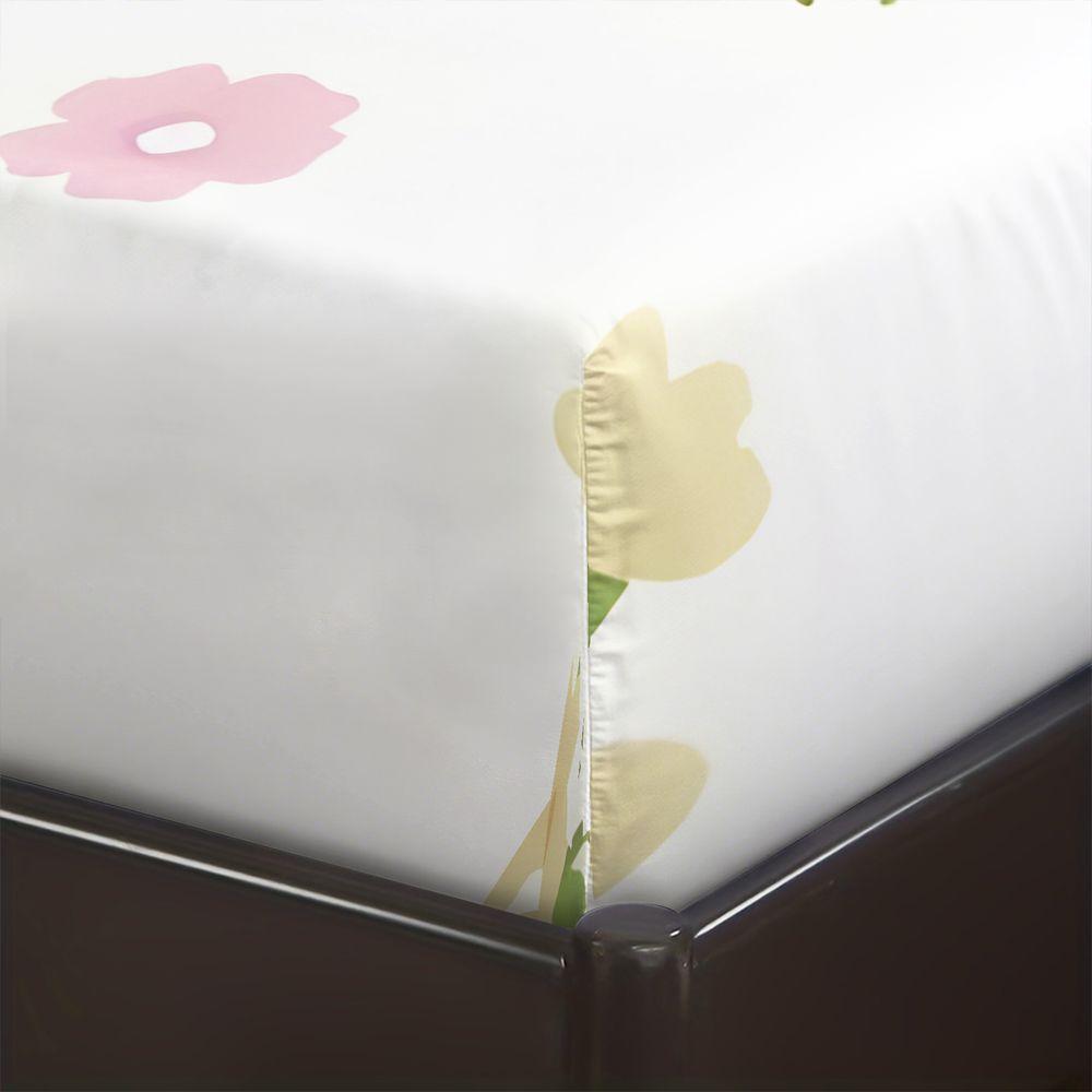 Cream Floral Bow Digital Print Fitted Sheet Set Bed Sheet Set Bedding Set No Fillers Cottage Teen Room Home Decor