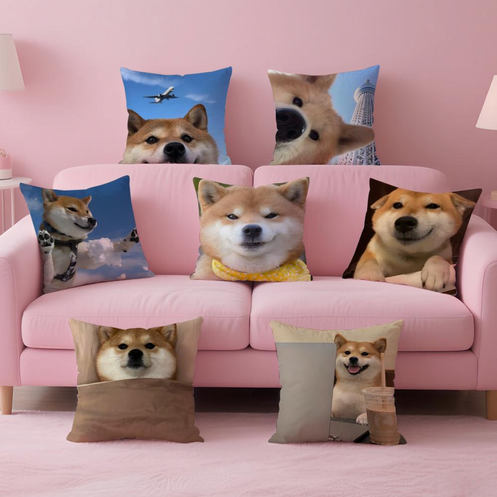 Adorable Japanese Animal Dog Art Cute Shiba Inu Cushion Cover Pillow Case Soft Skin Friendly Fabric Concealed Zipper