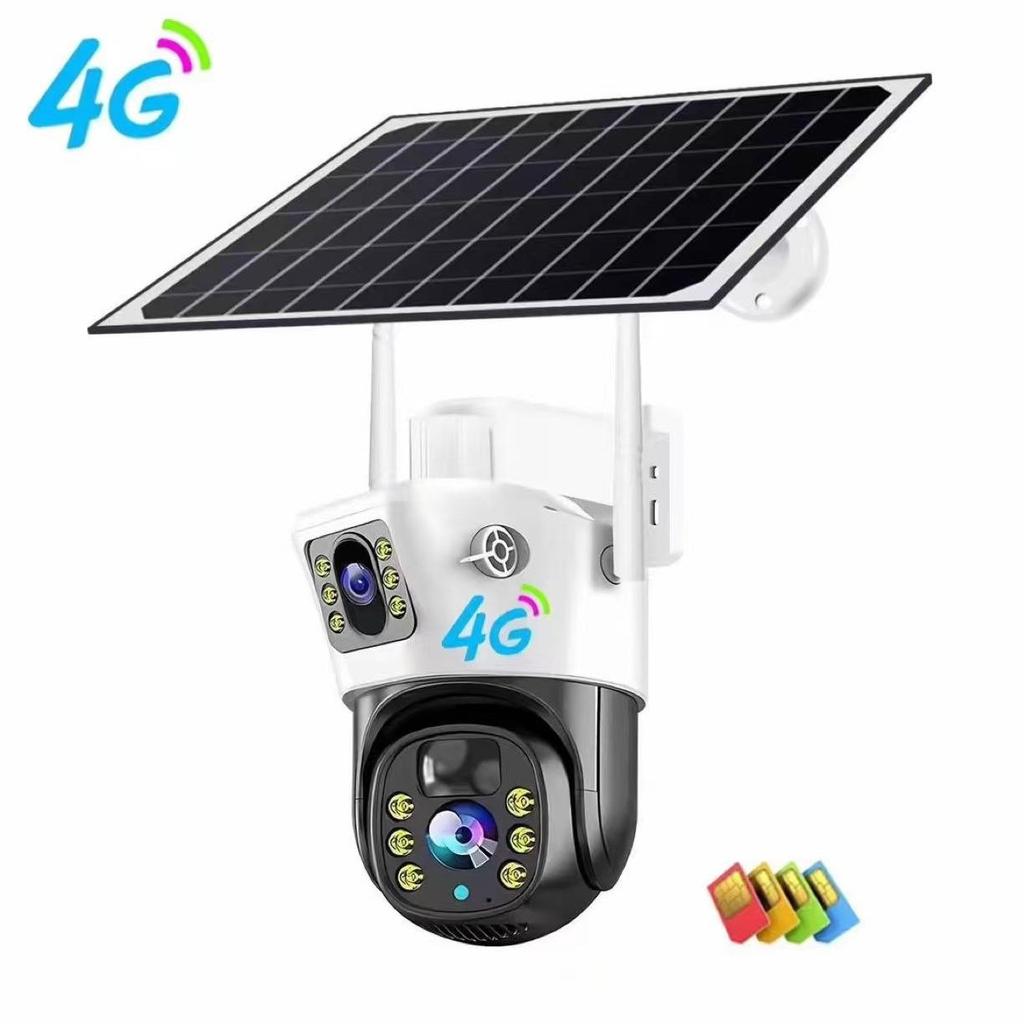 V380 Dual Lens Solar-Powered 4G Wireless Night Vision Security Camera with Low Power Consumption