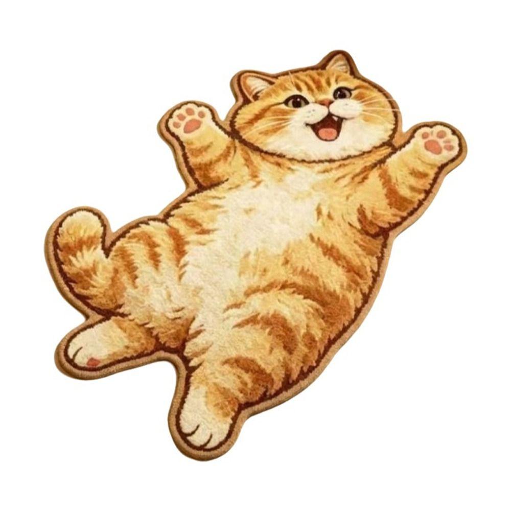 2D Home Decor Carpet Anti-fouling Cartoon Carpet Soft Cat-Shaped Area Rug Living Rooms