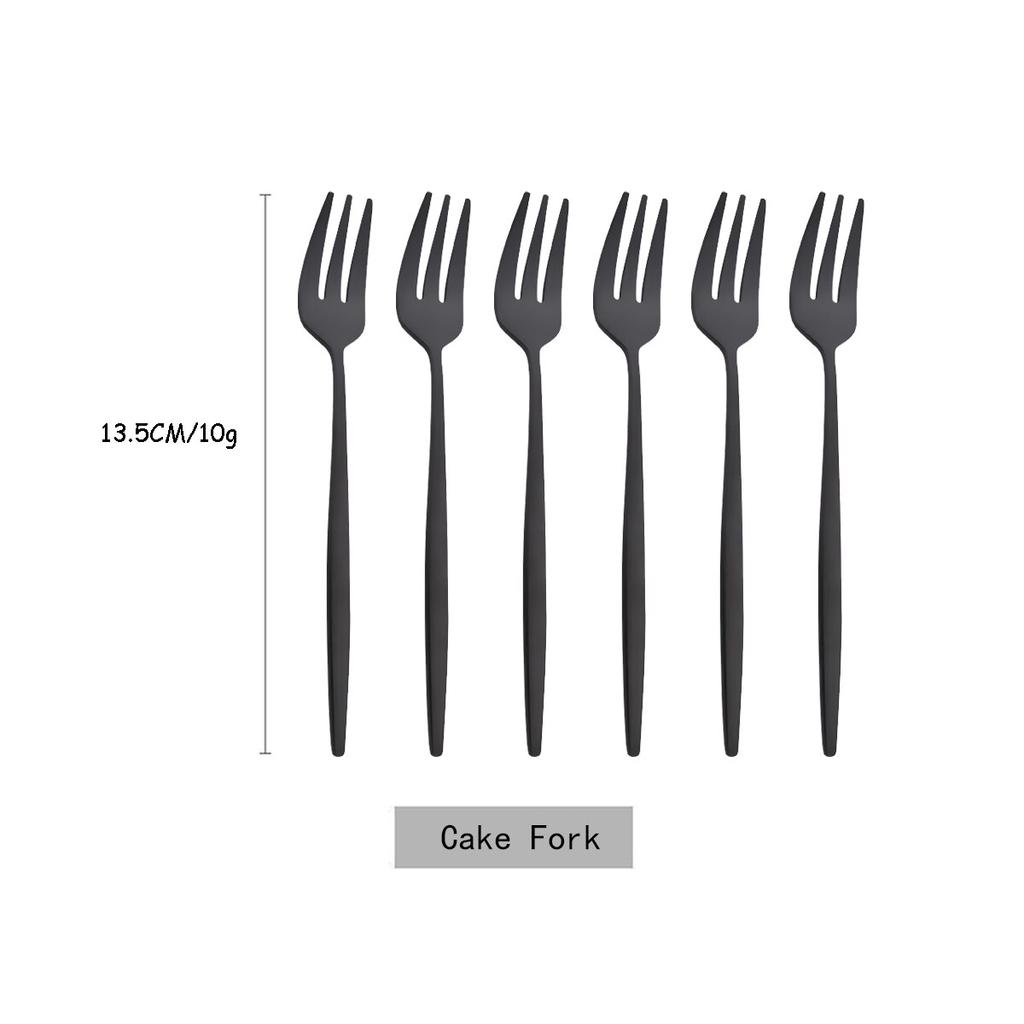 6Pcs/Set Tea Cake Snack Fork Dinnerware Cutlery Colorful Fork Set Mirror Stainless Steel Tableware Dessert Fruit Fork Silverware