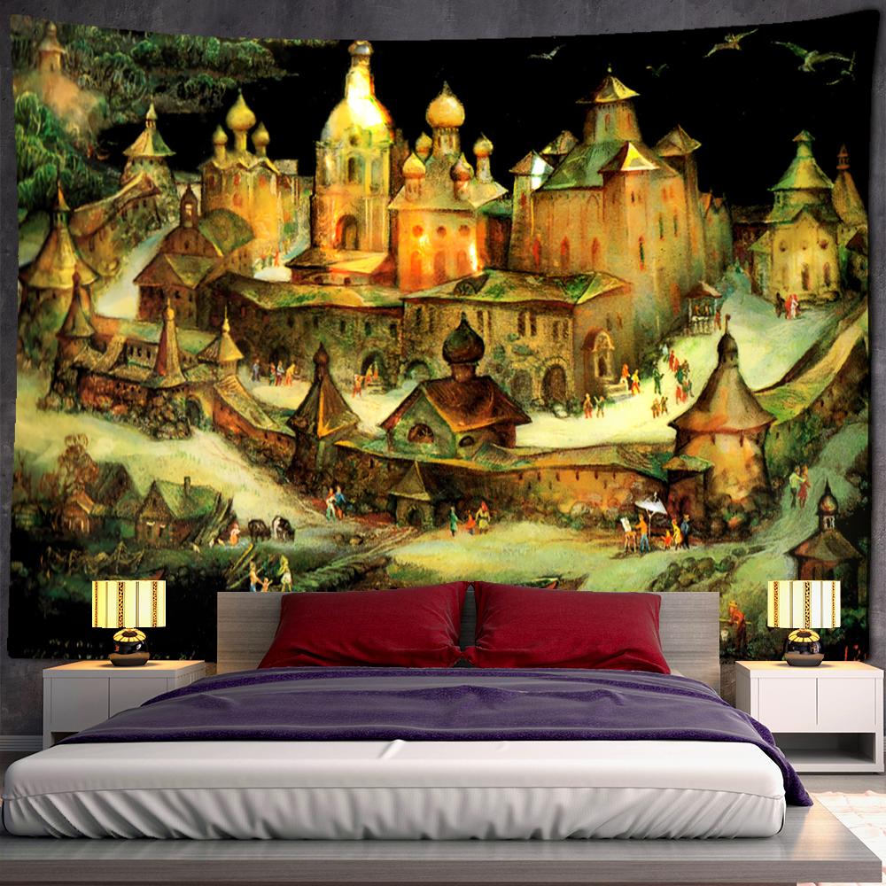 Рождественская ночная сцена, гобелен, настенный мультяшный рисунок, снежная сцена, Новогоднее украшение для дома